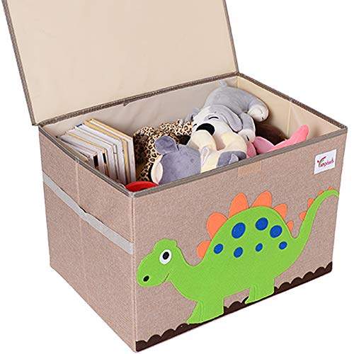 TsingLe Toy Storage Chest With Lid Storage Organizer Large Kid Storage Boxes Canvas For Storing Toys Books Beddings36 X 52 X 35 CM, 65L (DINOSAUR)