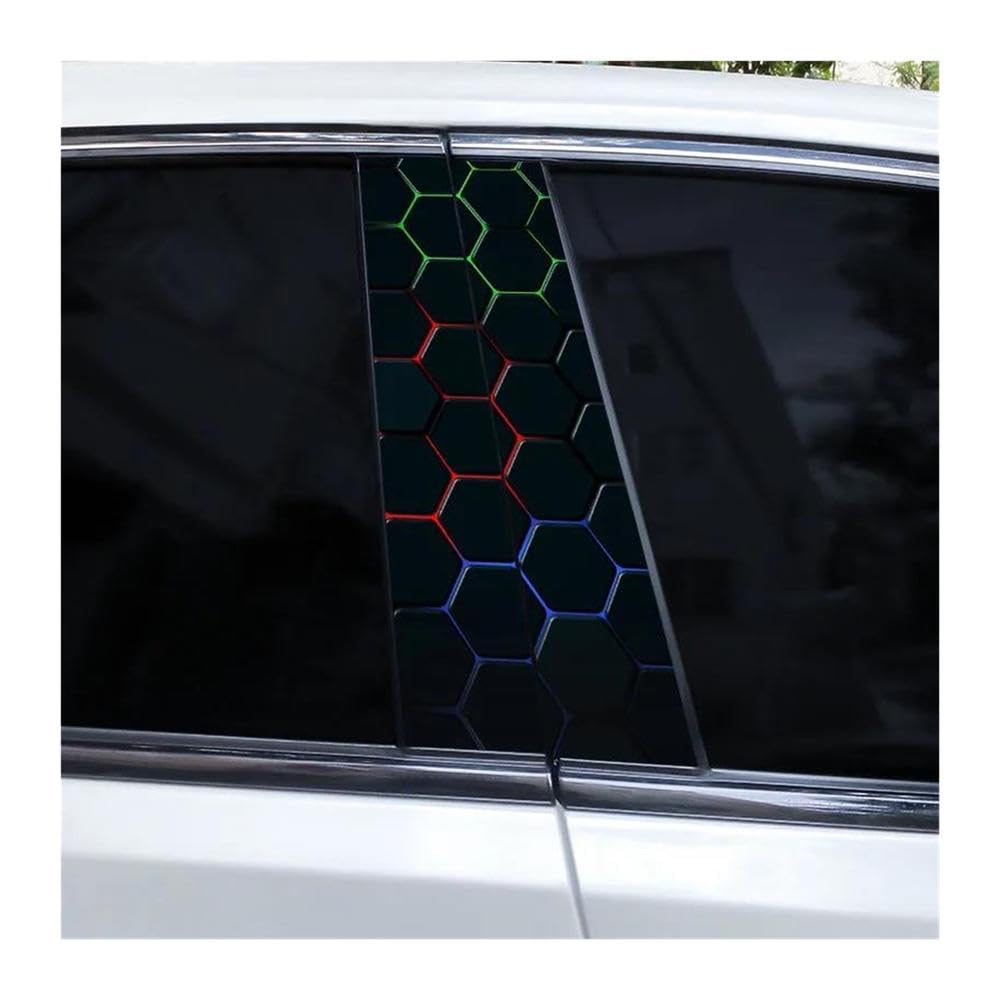 Body Parts 2pcs Car Center Pillar Sticker Honeycomb Universe Auto B-Pillar Waterproof Protective Film(I)
