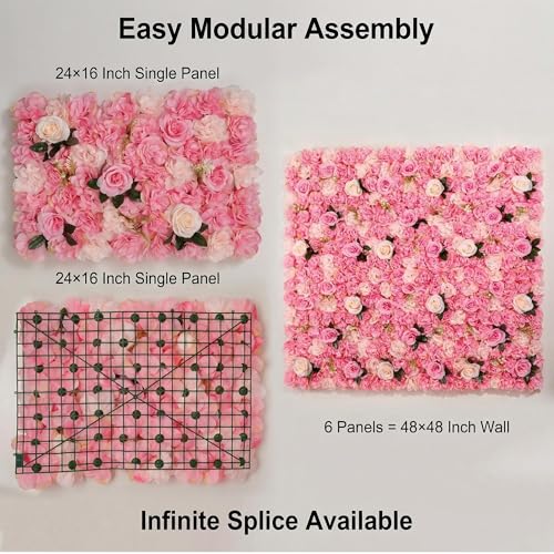 BloomTrend 3D Flower Wall Backdrop 6 Pack, 24x16 Inch Deep Pink Artificial Rose Panels for Wedding, Party, Photo Studio, Home & Fence Decor by BloomTrend - Image 4
