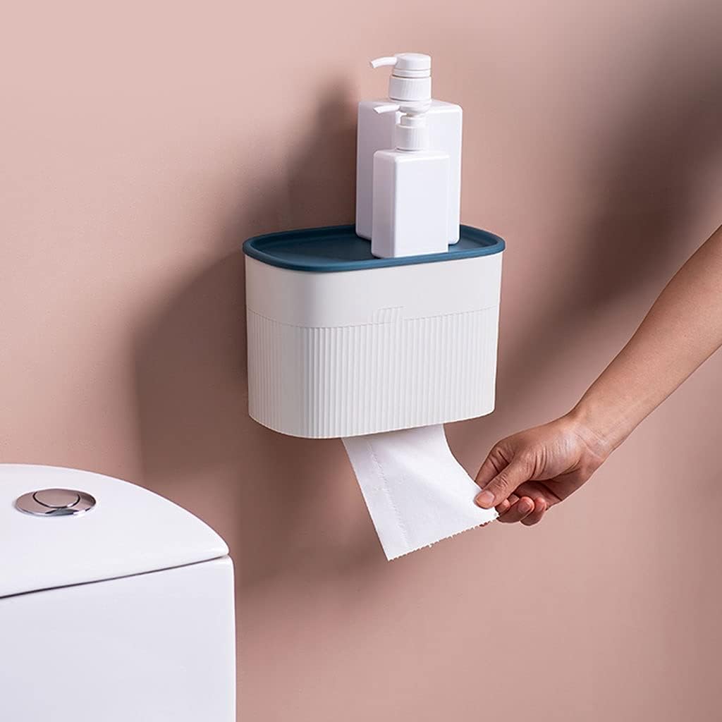 Free Standing Toilet Paper Holder Bathroom Wall-Mounted Tissue Box Free Punching Toilet Paper Tray Creative Toilet Paper Holder Toilet Paper Holders (Color : Pink)
