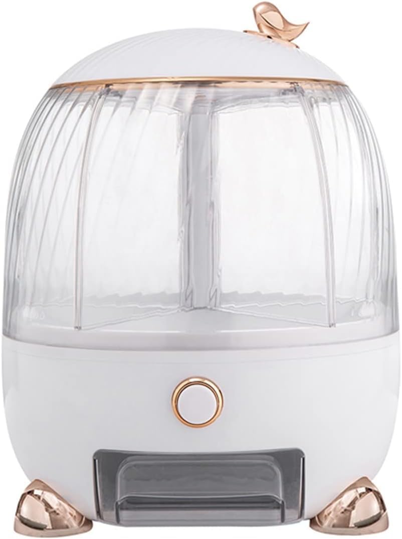 YAGVIZ 5-Grid Rotating Food Dispenser – Stackable Rice & Cereal Storage Container, One-Click Dispensing, Rotating Rice Bucket, White