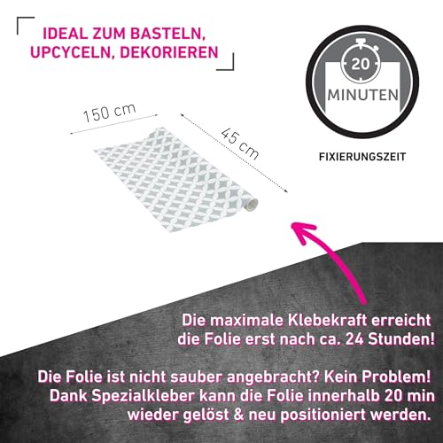 Möbelfolie Venilia Klebefolie Monica Grey im Retromuster