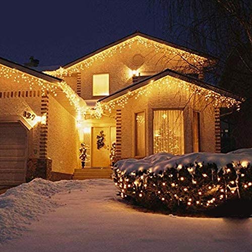 Bakaji Lighting Tenda Cascata Luminosa 510 x 90 cm Prolungabile Fino a 15 MT 189 LED con FLASH, Luci per Esterno Catena Natalizia IP44 (Bianco Caldo)