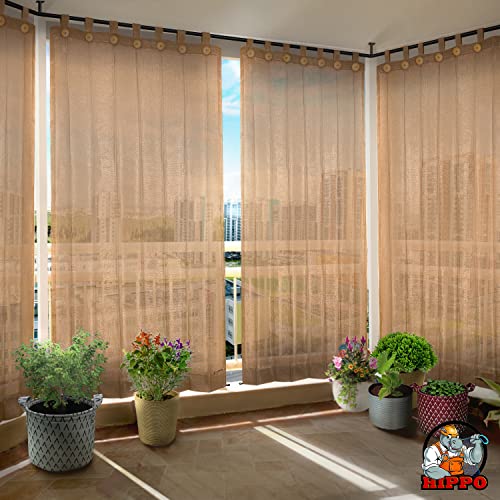 Image of HIPPO 180 GSM HDPE Outdoor Loop Curtain for Balcony & Patio Sun Blocking, UV Protection & Light-Filtering Curtains(Sand-Dune- 3FTX7.5FT) Pack of 2