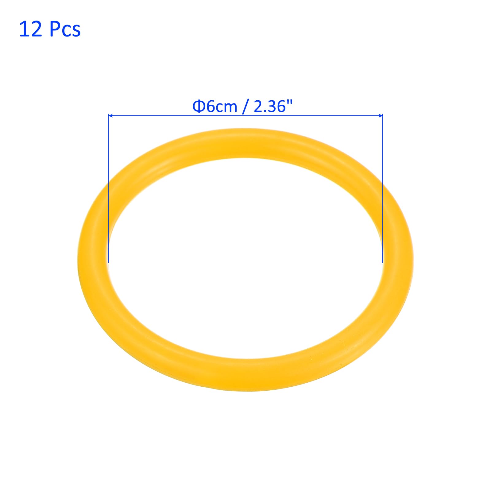 M METERXITY 12 Pack Carnival Toss Rings - Plastic Round Throw Hoops, Apply to Parties/Interactive Games (2.36", Yellow) - Image 3