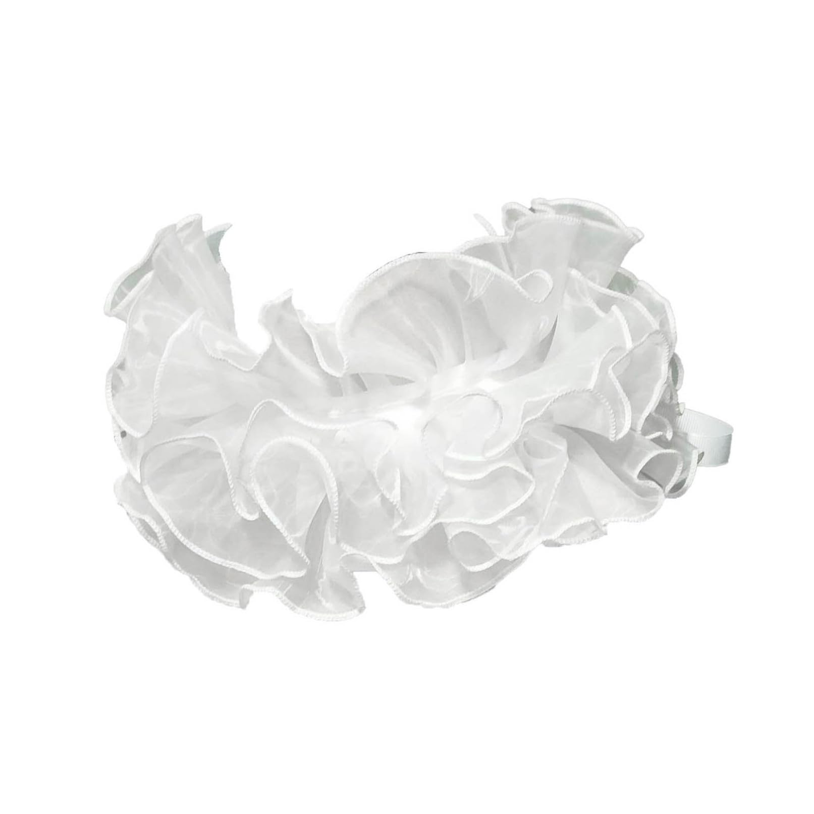 TiaoBug Elizabethan Fake Collar Victorian Neck Ruffle Collar Vintage Organza Neck Ruff for Cosplay Fancy Dress White One Size