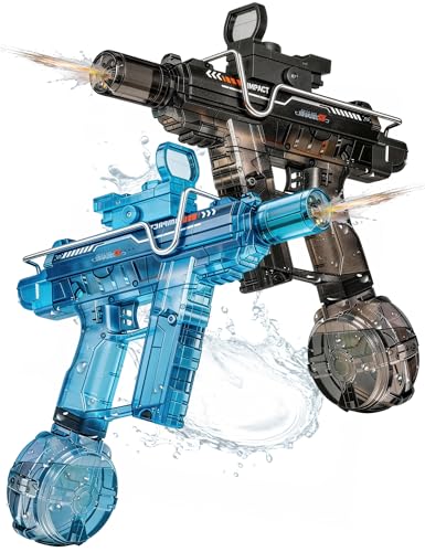 Image of Electric Water Gun 2 Pack,Rechargeable,Automatic SMG Squirt Watergun,Outdoor Toy,Summer Battle Game Childs Gift,Long Range,Super Powerful LED Blaster Electric Water Guns for Adults Kids