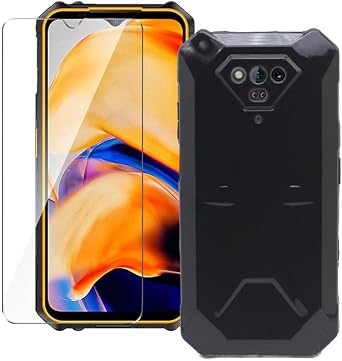 Case for Ulefone Armor X13 + Glass Screen Protector Tempered Film - Transparent Silicone Soft Flexible Bumper Shockproof TPU Protective Cover Shell for Ulefone Armor X13 (Black)