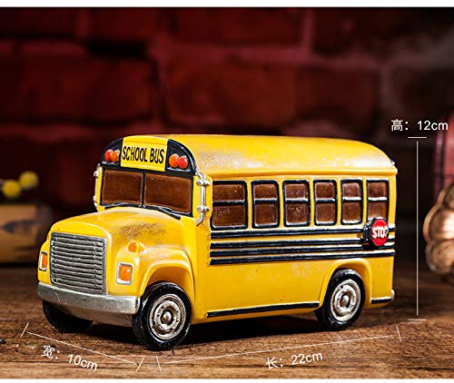 Decoración para el hogar Autobús escolar creativo Diseño elegante Banco de monedas Banco de ahorro de dinero Banco de juguete Cents Penny Piggy Bank-Amarillo 3