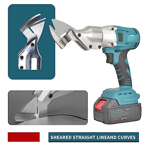 Image of Electric Metal Scissors, Cordless Metal Shears for Cutting Sheet, Iron, Upholstery, Carpet, Leather, Cardboard with 2pcs 3000mAh Batteries, Charger, Carry Case