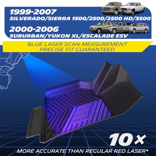 Image of Michelin Vehicle Mats for 1999-2007 Silverado /Sierra 1500 /2500 /2500HD /3500 | Crew Cab, 2007 Fit Classic Body Only, 2000-2006 Suburban /Yukon XL /Escalade ESV, All-Weather TPE Custom Fit Liner, Premier