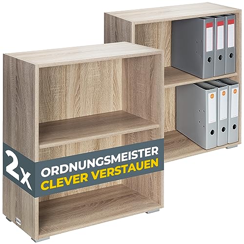 CASARIA® 2X Estanterías Vela 77x60x28cm Roble Altura Regulable Estante Librería Biblioteca Mueble Organizador Oficina