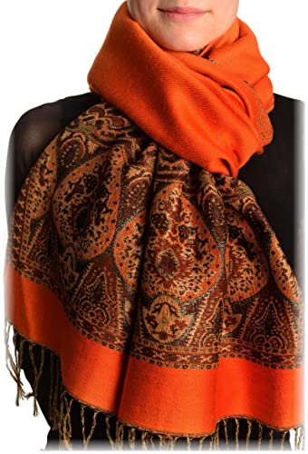 Écharpe orange pashmina feel anti-froid douce et élégante avec lurex