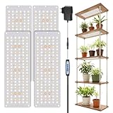 Garpsen LED Pflanzenlampe, 6000K Vollspektrum-Pflanze Lichter mit Auto Timer 6/12/16H, 5 dimmbare Stufen & 3 Farbmodi, 552 LEDs wachsen Lampe Panel für den Samenstart, Veg und Bloom (4Panels)