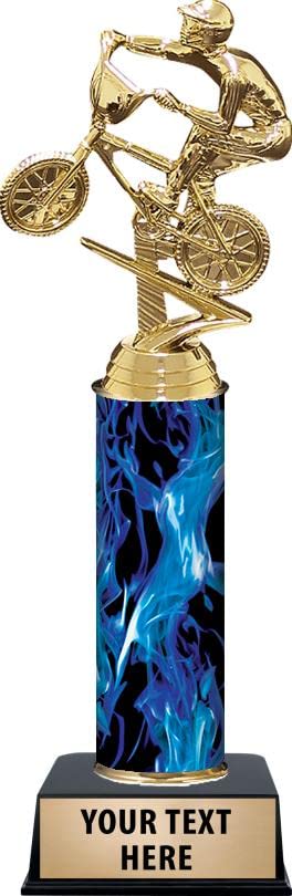 Crown Awards Personalized BMX Trophy, 11' Blue Male Left Face BMX Trophy Award, Customize Now Prime