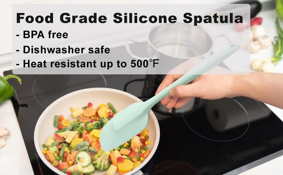 Miniatura 8 de EGYCUSE - Juego de 6 espátulas de silicona resistentes al calor, antiadherentes, flexibles, espátulas de goma para cocinar, raspador de silicona,