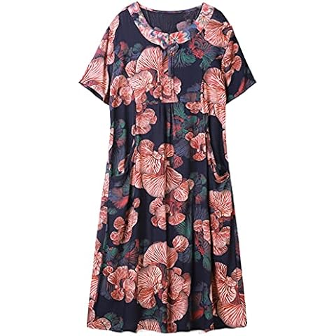 JUNMIN Vestido de seda de verano suelto azul 5XL Cover