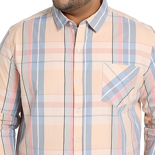 Image of Instafab Plus Men's Shirt for Casual Wear | Spread Collar | Short Sleeve | Button Closure | Plus-Size Fit | Cotton Shirt Crafted with Comfort Fit for Everyday Wear