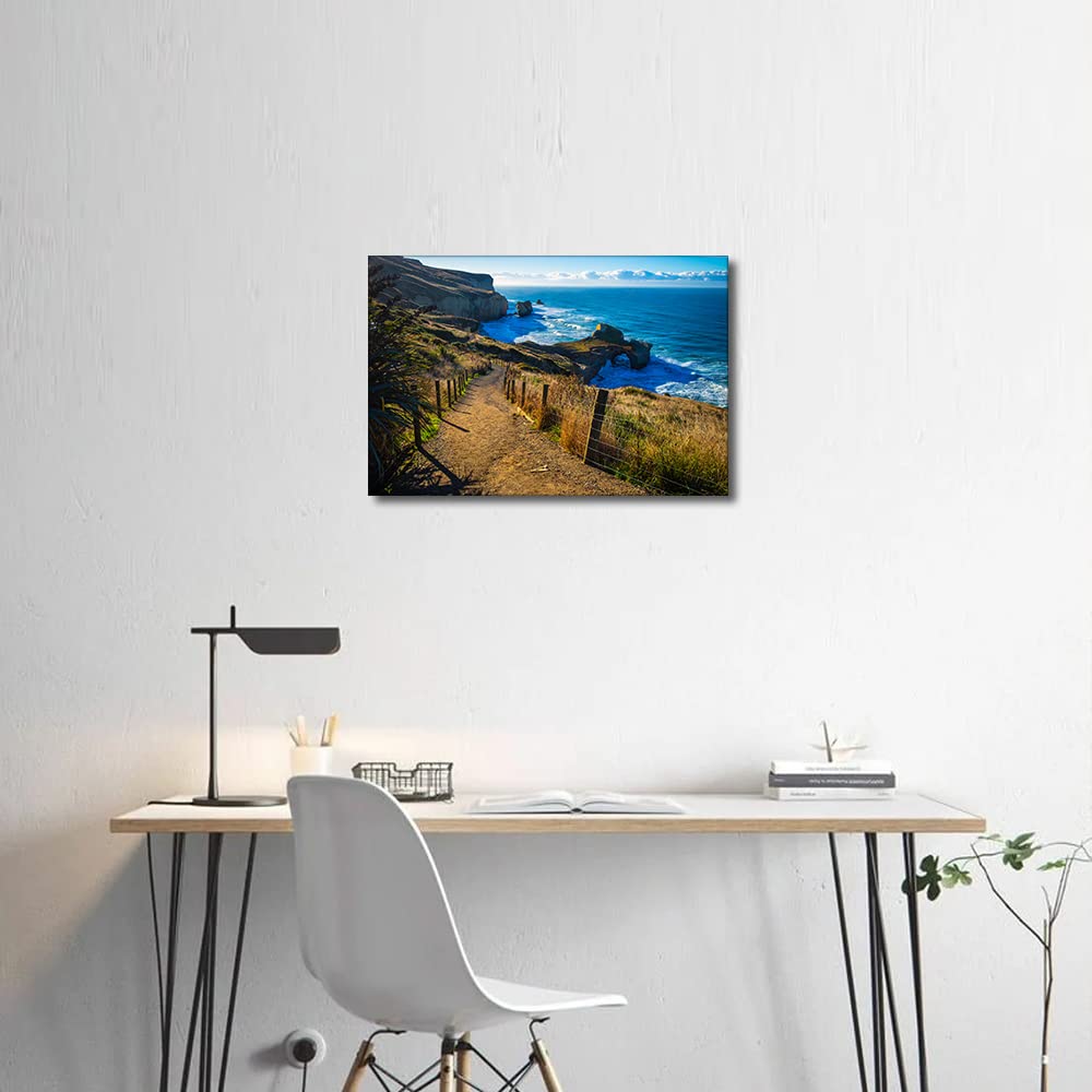 Canvas Wall Art Tunnel Beach New Zealand Ocean Landscape Framed Artwork Canvas Print for Living Room Bedroom Home Decorations Wall Decor 12x18inch - Image 4