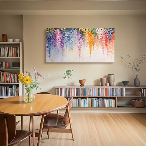 SERIMINO Wisteria Floral Wall Art, Colorful Wildflower Extra Large Artwork, Nature Botanical Prints Rustic Wall Decor, Modern Plant Landscape Pictures for Living Room Bedroom Dining Room 30"X60"