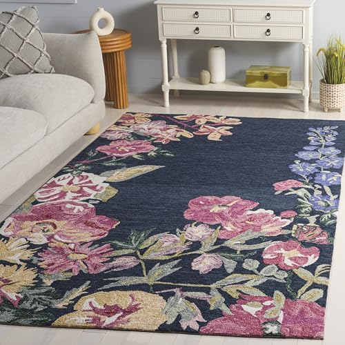 Tapete SAFAVIEH 5x8 Navy y Rosa, Lana, Hecho a Mano miniatura 1
