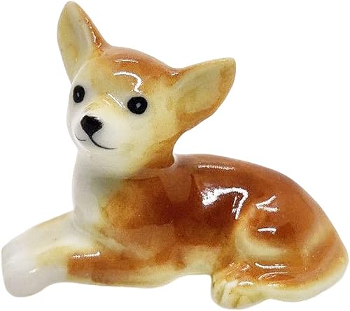 WitnyStore Figura pequeña de perro mexicano de Chihuahua de pelo corto marrón de 1 pulgada  Miniatura hecha a mano pintada a mano para perros,