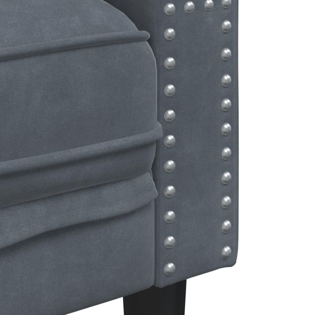 Chesterfield, divano in velluto a 3 posti, grigio scuro, 194 x 74,5 x 70,5 cm, con cuscino cervicale e chiusura a bottoni, comodo rinnovamento per soggiorno, camera da letto, ufficio