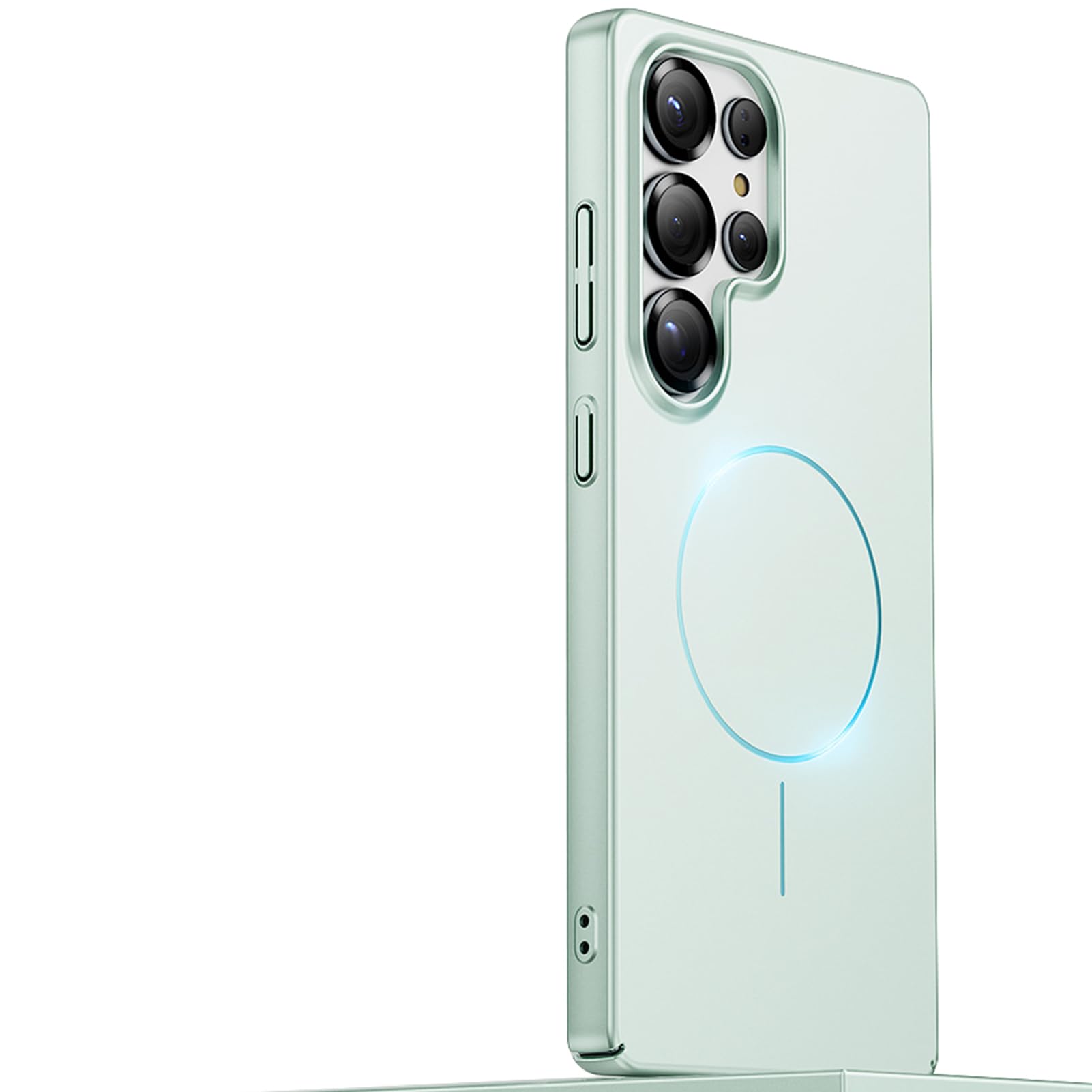 Stylowe etui do Samsung Galaxy S25 Ultra/S25 Plus/S25, kompleksowa ochrona aparatu, tylna magnetyczna osłona z przyssawką, bezprzewodowe ładowanie, smukłe etui, zielone, S25