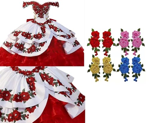 Vintage Flowers Embroidery Quinceanera Dresses Ruffles Prom Ball Gown Sweet 15 16 Dress3