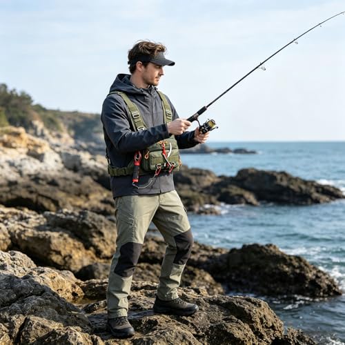Bolsa de pecho para pesca y aventuras al aire libre con múltiples compartimentos 5