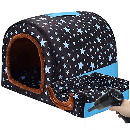 LTLJX Caseta para Perros Grande, Invierno Perrera Nido con 9000pa Pelo de Perro Aspiradora, Lavable Mascota Caliente Portátil Cuatro Estaciones Plegable Techo Refugio,D,XXL92x68x72cm Cover