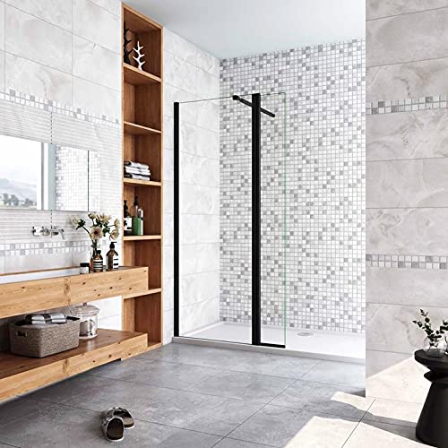 AICA paroi de douche 80x30x200cm paroi de douche à l'italienne avec un retour pivotant 30cm en 8mm verre anticalcaire avec une barre de stabilisation...