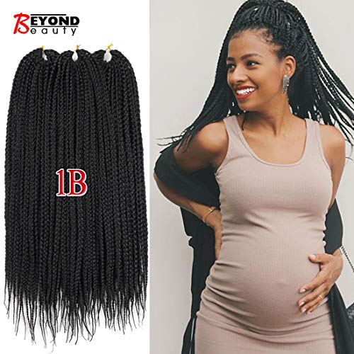 Crotchet Braids Box Braids Hair Extensions Ombre Black Brown Burgundy Kanekalon Braiding Hair (18inch,1B)