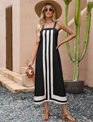 Fiona Jolin Womens Summer Maxi Dress Boho Striped Shoulder Strap Long Sundress Beach Cover Up Dress4