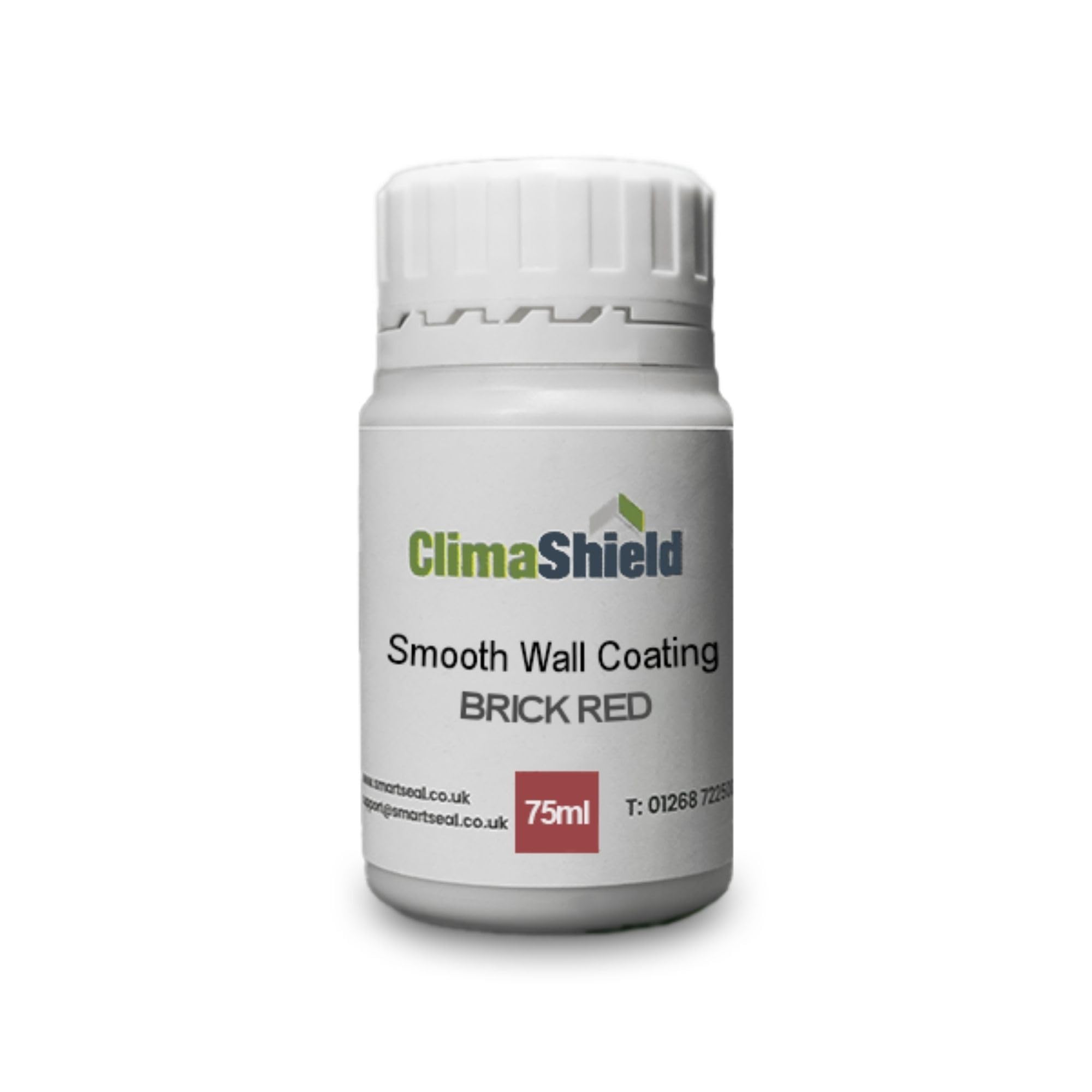 ClimaShield Wall Coating Smooth - Brick Red, 75ml Sample - Red Masonry Paint & Durable Acrylic Paint for Walls to Waterproof & Protect Brick, Render, Cement & Concrete. Lasts up to 15 years