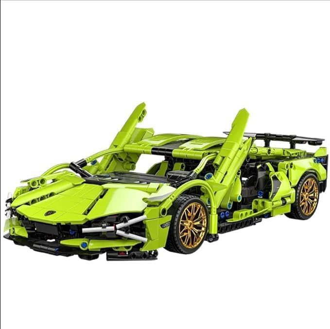 Image of Supercar Building Blocks Set 470PCS Pull Back Sports Car Model Kit for Kids 6+ - Green Racing Car Construction Toy with Realistic Details, STEM Educational Bricks Gift for Boys & Girls