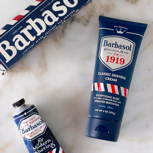 Image of Barbasol 1919 Classic Shaving Cream | Non-Aerosol Shave Cream for Men | Infused With Aloe, Coconut Oil, Shea Butter | Exceptional Glide | Made in the USA, 6 OZ (Pack of 1)