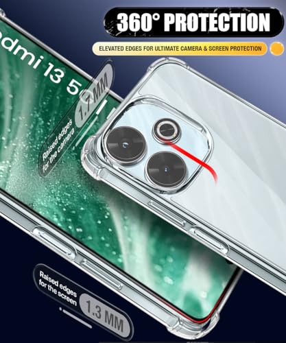 Image of WOW IMAGINE Ultra-Hybrid Crystal Clear Back Case for Mi Redmi 13 5G | Poco M6 Plus 5G | Shockproof Design | Camera Protection Bump | Hard Clear Mobile Back Cover with Cushioned Edges - Transparent