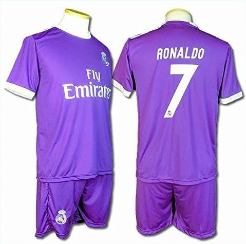 Amazon Co Jp Cロナウド ユニフォーム 上下セット ジュニア 17モデル レアルマドリード アウェイ 紫 クリスチャーノ ロナウド 7番 レプリカ ユニフォーム 子供用 Brugge オリジナルセット商品 アウェイ17 Xs スポーツ アウトドア