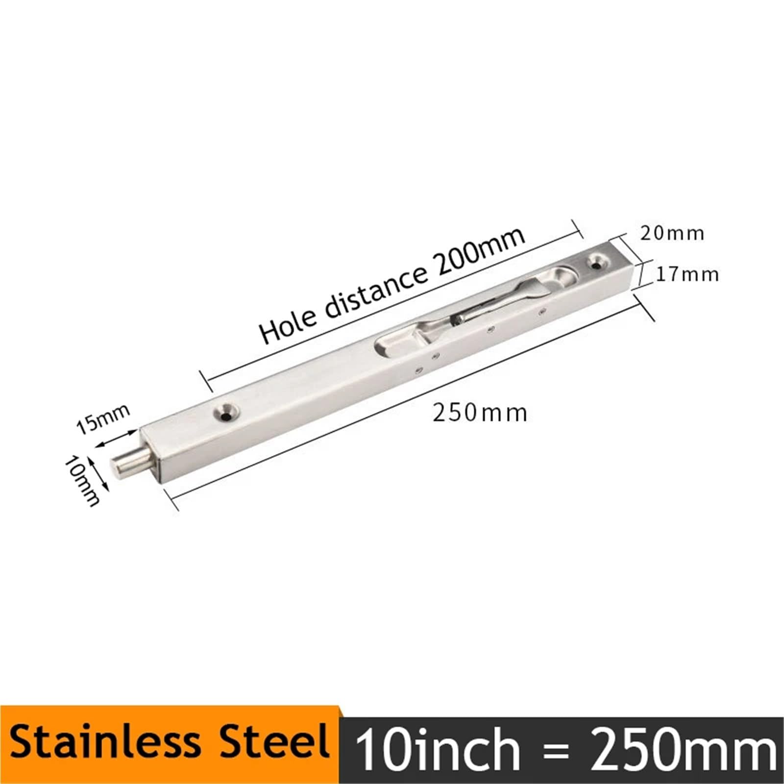 4 chiavistelli a scomparsa per porta in acciaio inox, chiavistello di sicurezza per porta a scomparsa, 10/15/20/25,4 cm, per bagno e bagno (argento, 25,4 cm)