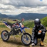 yifaeux 50cc Dirt Bike for Adults & Kids, Mini Bike Gas Powered Off Road Trail with Speeds up to 30 MPH for Uphill and Off-Road Conditions, 2-Stroke, Blue/Red - Image 3