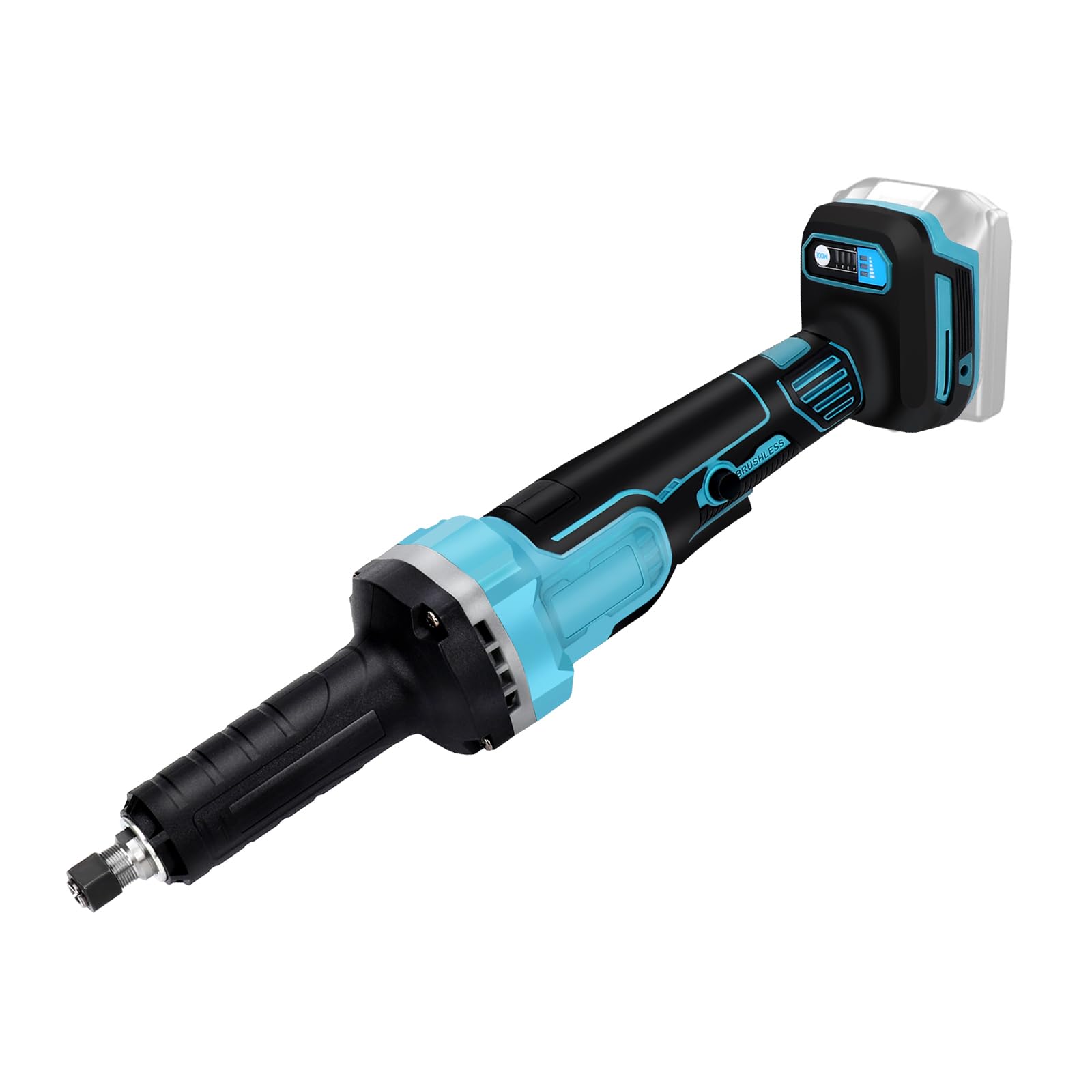 Smerigliatrice dritta batteria, compatibile con Makita 18 V, smerigliatrice professionale senza spazzole, mandrino 6 mm, 4 velocità variabili
