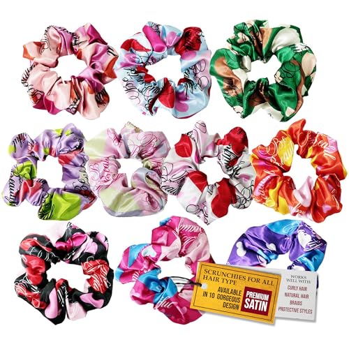 cute design scrunchies for all hair type elastic hair band great for ponytails XL srcunchies set these soft hair ties is great for every occasion (hearts)