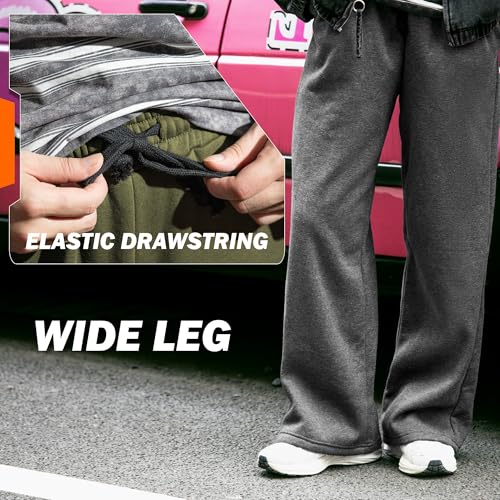 BRISIRA Mens Baggy Sweatpants Fleece Lined Wide Leg Warm Sweat Pants Open Bottom with Deep Pocket & Elastic Waist Drawstring4