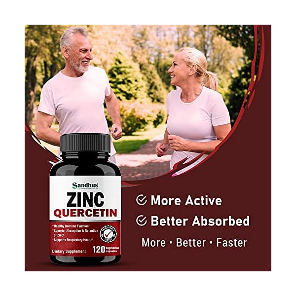 Zinc-Quercetin-120-Vegetarian-Capsules Sandhu's Zinc Quercetin 120 Vegetarian Capsules – Zinc Supplements for Antioxidant Immune Support Zinc for Men and Women – Gluten, Soy, Dairy Free