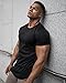 URRU Men's Muscle T Shirts Stretch Short Sleeve Bodybuilding Workout Casual Slim Fit Tee Shirt Black S