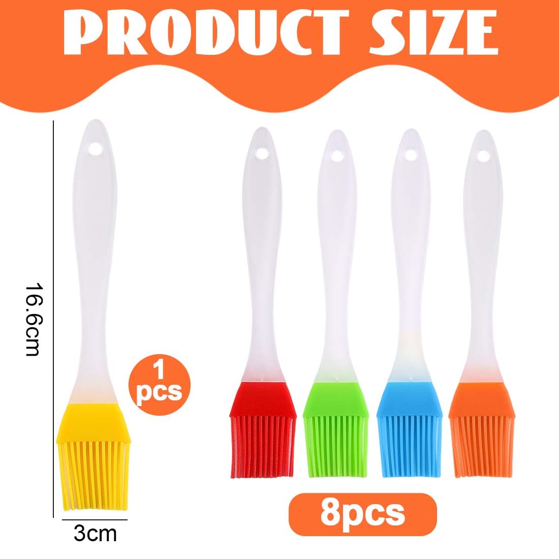 9 Pezzi Pennello da Cucina in Silicone, Pennello per Barbecue Alta Temperatura Anti-Perdita Setole, Pennello per Salse Uova Miele, per Cottura Domestica Campeggio Ristorante