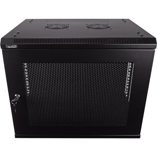 Image of NavePoint 9U Server Rack Enclosure - 17.7 inch Deep, Wall Mount Network Cabinet with Locking Perforated Door, 19 inch IT Equipment Compatible, Network Rack, Removable Side Panels, Black