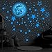 435Pcs Leuchten in den dunklen Sternen Wandaufkleber Glühende Sterne für Decke Leuchtende Sterne und Mond Wandtattoos Fluoreszierende Stern Deckenaufkleber für Wohnzimmer Kinderzimmer Kinder(B)