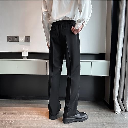 Men Suit Pants Solid Baggy Casual Wide Leg Trousers High Waist Straight Bottoms4